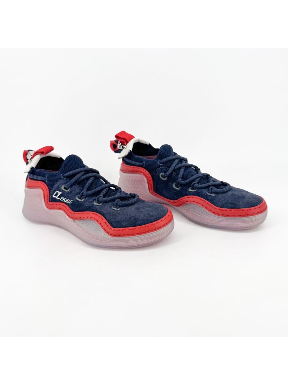 Christian Louboutin Arpoador Navy Drawstring Sock Sneakers Size 37 US 7 Women's